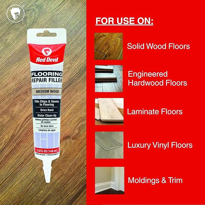 Red Devil 056025 Flooring Repair Filler, 5 oz., Medium Wood, 1 Pack