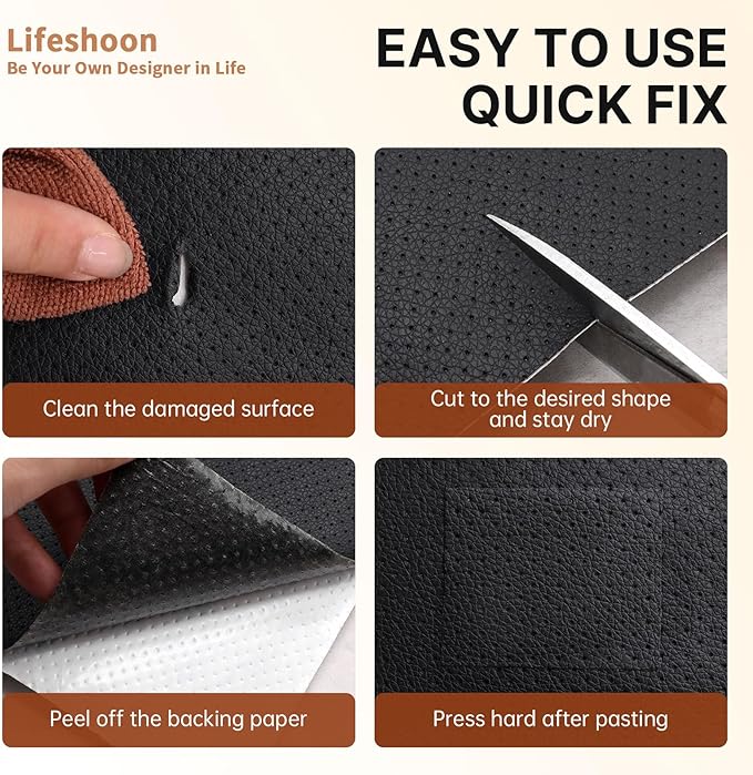 Leather Repair Patch, 17X158 Inch Breathable Perforated Self Adhesive Leather Repair Tape, Large Vinyl Patch Kits for Couch, Furniture, Sofa, Car Seat, Office Chairs （Coffee, 17X158 Inch）
