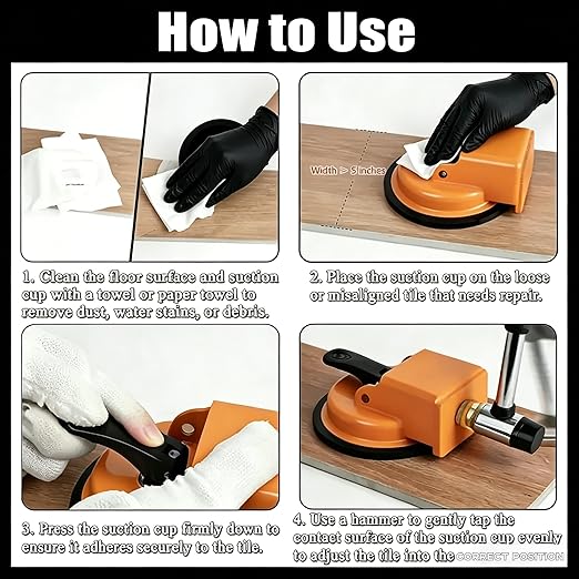 2026 Upgraded Heavy Duty Floor Gap Fixer Suction Cup Tool, Adjustable Height Setter & Countertop Leveling Tool for Vinyl Plank, Wood & Laminate Flooring Installation (Orange Single-Sided)