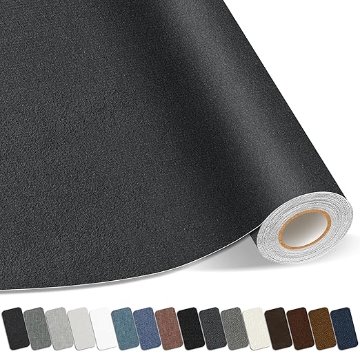 Suede Repair Patch,17X79 Inch Large Self-Adhesive Fabric Repair Tape, Suede Fabric Repair Patch for Couch, Furniture, Car Interior, Sofa and Cushion(Dark Grey, 17X79 Inch)