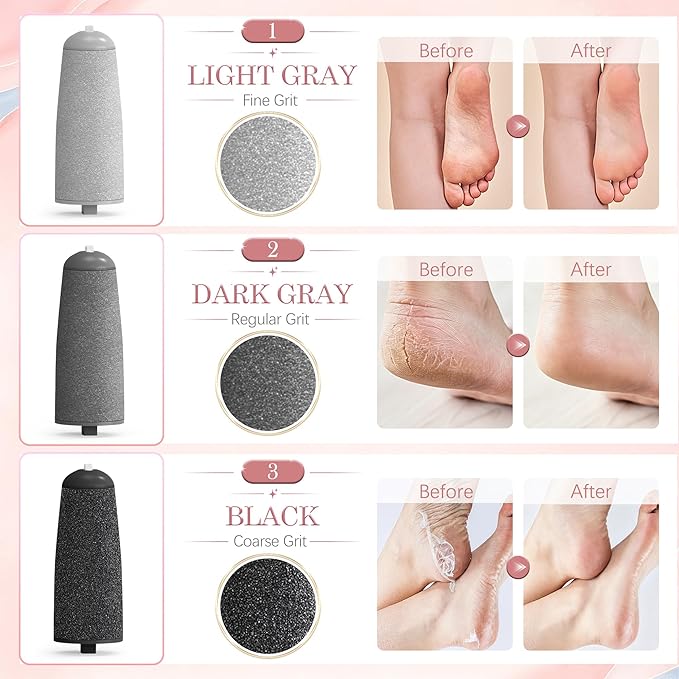 Glowelle Pedicures Replacement Heads for Flaweless Pedi Electric Foot File Replacements Bits, Electric Callus Remover Grinders Replacement Roller Heads (Fit Most Similar Model)