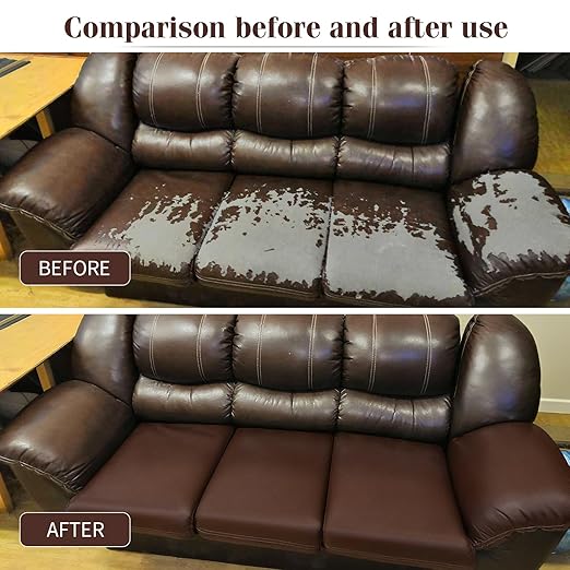BSZHTECH Leather Repair Tape Self-Adhesive Leather Repair Patch for Couch Furniture Sofas Car Seats Advanced PU Vinyl Leather Repair Kit (MBrown, 17X157 inch)