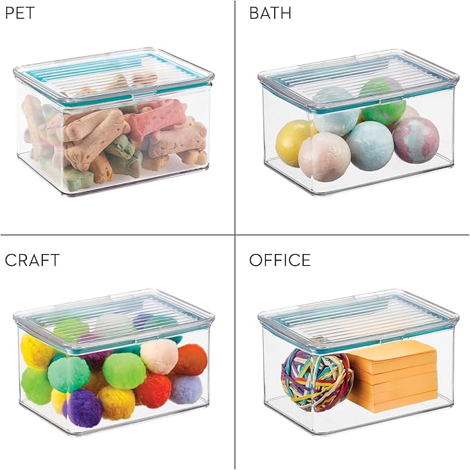 iDesign Plastic BPA-Free Pantry Food Storage Organizer Bin with Air-Tight Hinged Lid, 1.5 Quart Container for Kitchen, Fridge, Freezer, Cabinet, 5.5" x 6.6" x 3.7" - Clear