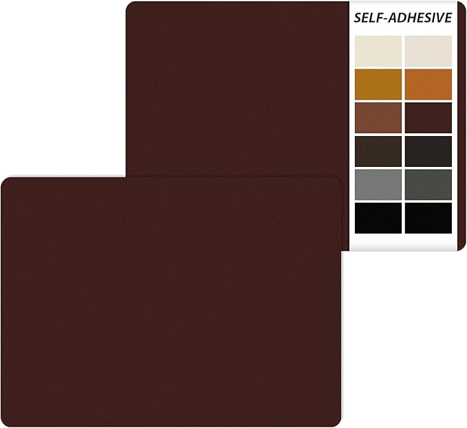 IANZE 2Pcs Leather Repair Patch, Self Adhesive Leather Repair Patch for Car Seats, Couches, Furniture, Sofa, Handbags, Office Chair (Red Brown)