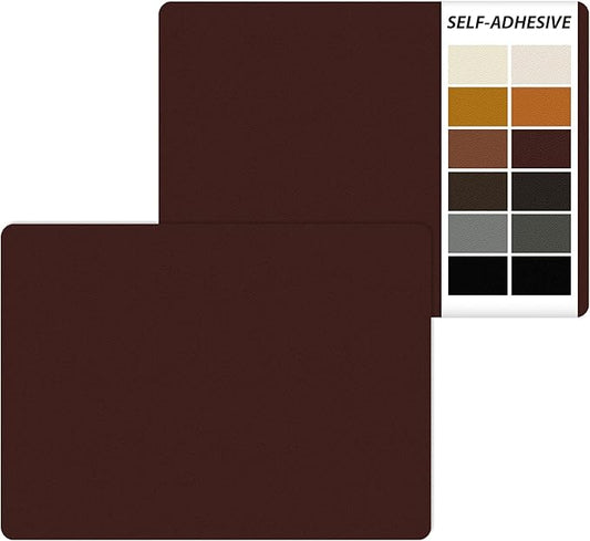 IANZE 2Pcs Leather Repair Patch, Self Adhesive Leather Repair Patch for Car Seats, Couches, Furniture, Sofa, Handbags, Office Chair (Red Brown)