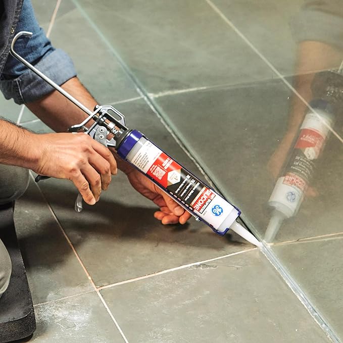 GE Supreme Silicone Caulk for Kitchen & Bathroom, White, 10 fl oz Cartridge, 12 Pack - 100% Waterproof Silicone Sealant, 7X Stronger Adhesion, Shrink & Crack Proof