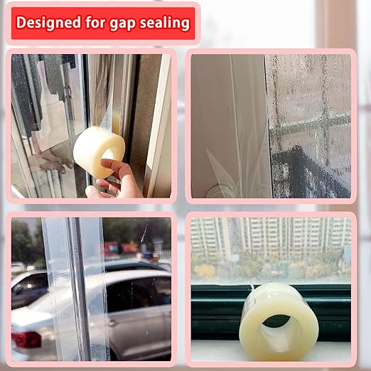 Birllaid Window Sealing Tape, Window AC Air Conditioner Sealing Tape,2 Inch x 69 FT(23 Yards), No Residue, Clear