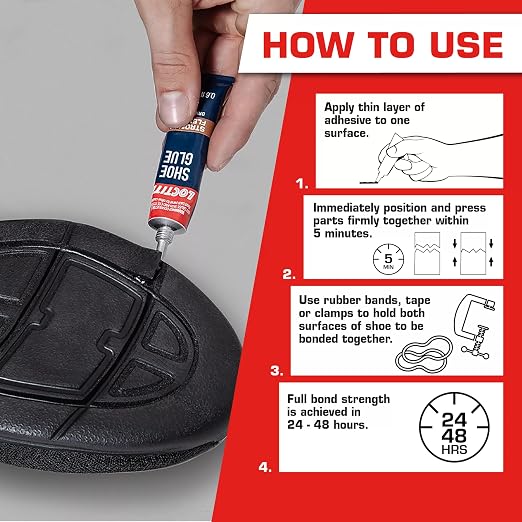 Loctite Shoe Glue, Strong & Flexible Fabric Glue, Resistant to Water, Impact, & Vibrations, Dries Clear - 0.6 fl oz Bottle, 3 Pack