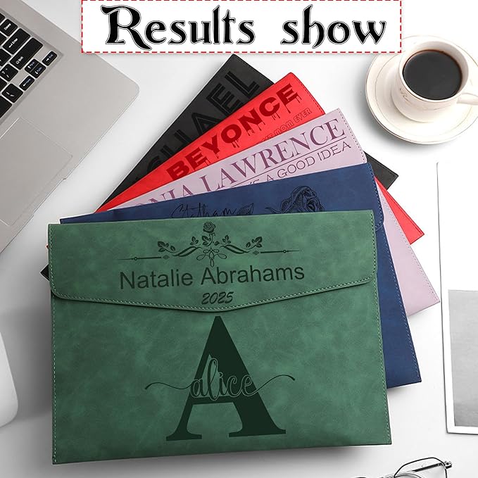 Customized A4 File Folder Expandable File Organizer,Personalized Name PU Leather Envelope Holder for Work、School、Home、Office (Black)