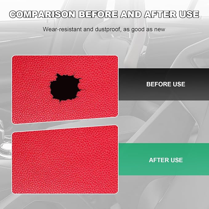 2 PCS Leather Repair Patch Tape, 4 x 8 Inch PU Vinyl Repair Patches for Car Upholstery Seat, Waterproof Self Adhesive Leather Tape Repair Kit for Furniture Couches Chairs (Red)