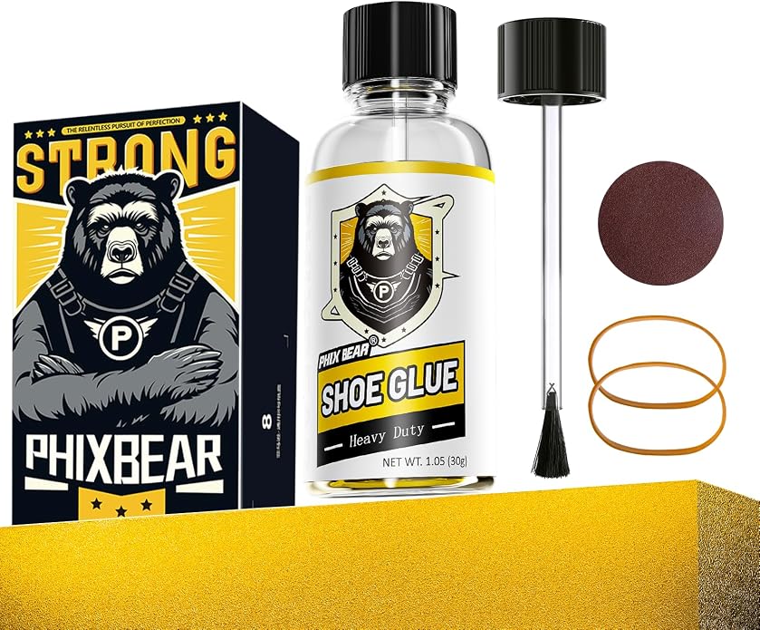 PHIXBEAR Professional Grade Shoe Glue Repair Adhesive, Heavy Duty Clear Flexible Glue : Low Odor, No White, No Hard, 1.05 fl oz