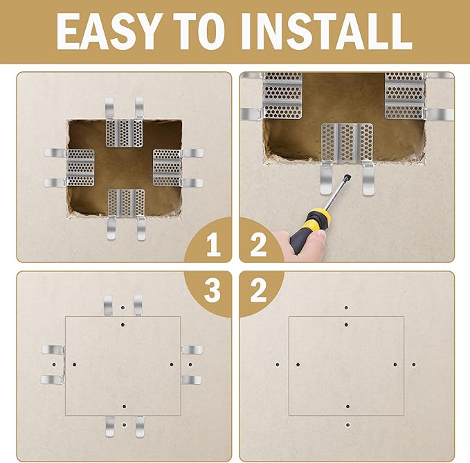 moonoom 32 Pack Drywall Repair Clips, 1/2 inch Drywall Fastener Clip with 64 Screws, Stainless Steel Wall Patch Clips for Damaged Walls Repairing