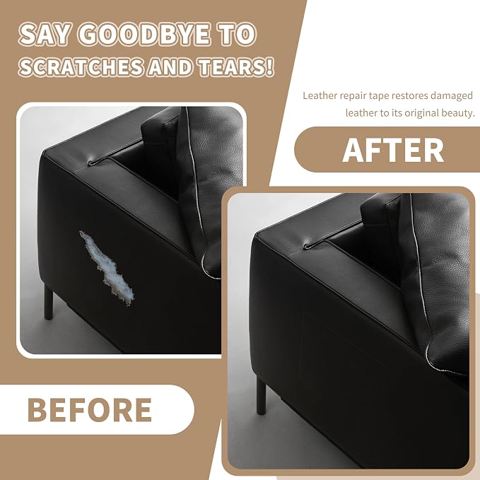 Leather Repair Patch,Self-Adhesive Leather,17X79inch,Self-Adhesive Waterproof,Scratch Resistant,DIY Large Patch for Sofas,Furniture,cabinets,Walls,Motorcycle Seats,car Seats (Black)