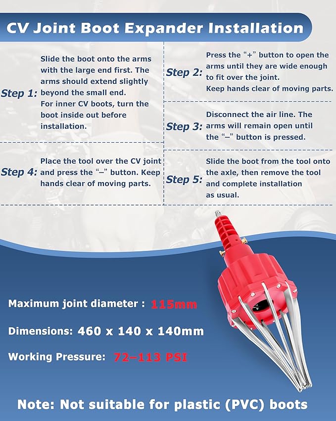 DAYUAN Pneumatic Air Power CV Joint Boot Expander Install Installation Removal Tool for Rubber CV and Steering Boots, Not Suitable for Plastic (PVC) Boots