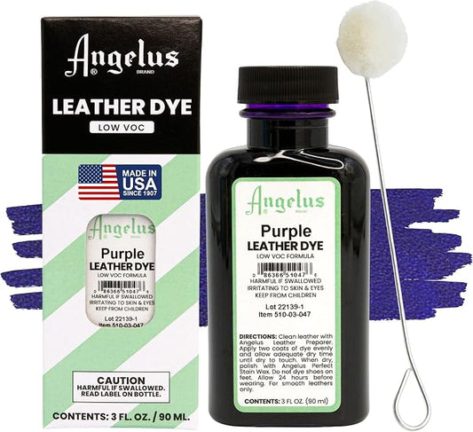 Angelus Leather Dye - Flexible Leather Dye for Shoes, Boots, Bags, Crafts, Furniture, & More 3oz, Dauber Included (Purple)