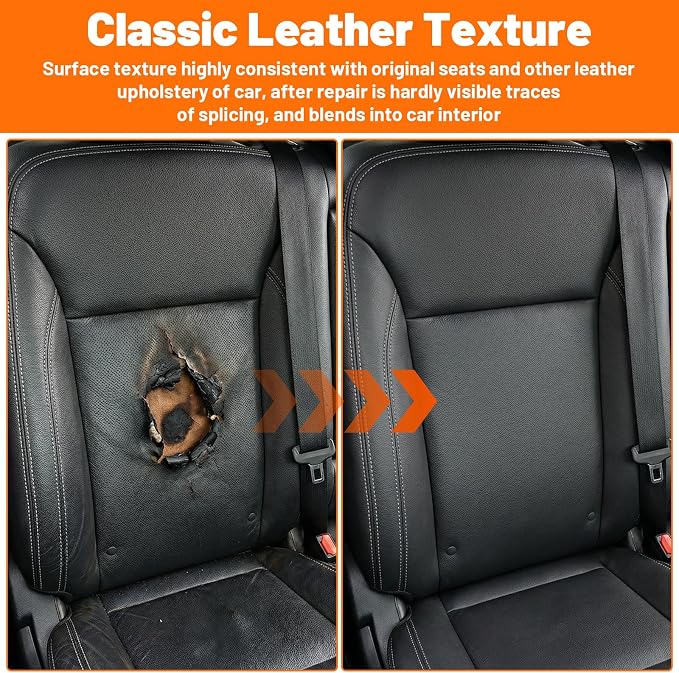 6 PCS 8×4 Inch PU Leather Patch for Car Seat Repair, Self-Adhesive Leather Repair Patch Tape, Vinyl Portable Car Leathers Repairs Kit for Upholstery, Furniture, Couch, Sofa, Cars Seats (Black)