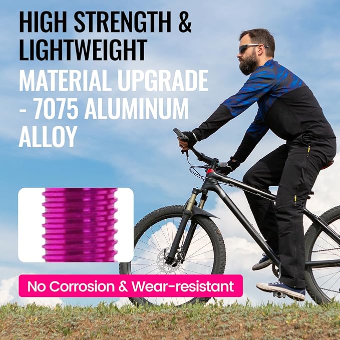RideNow Tubeless Presta Valve Stems, 65mm Super Light 7075 Aluminum Alloy Presta Tubeless Valve Stem Kit with Valve Core Remover Tool and Valve Stem Caps, Multiple Color and Size Options(Pair), Purple