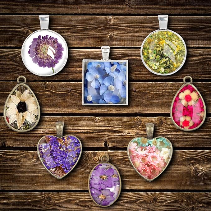 HOMEIDOL Resin Jewelry Molds Pendant Trays Making Kit with 30pcs 5 Styles Metal Pendants and 1pc Silicone Epoxy Casting Mold for Pendant Crafting DIY Gifts