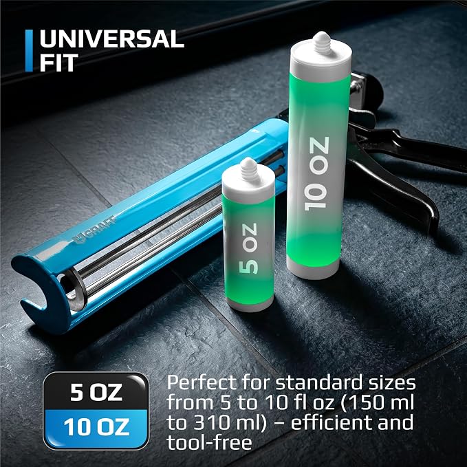 Professional Heavy-Duty Caulking Gun 26:1 Thrust Ratio, Triple Push Rod Dripless Silicone Caulk Gun with Metal Handle, Adjustable Trigger, Fits 5–10 oz Cartridges for Silicone Acrylic & Sealants GRAFF | Triple push rod system –max pressure 150–310 ml c...