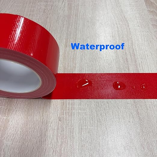 Duct Tape Red, 2 Inches x 32 Yards, Heavy Duty Waterproof, Strong, Durable, Easy-Tear by Hand, Residue-Free for Home Repairs, Industrial, Fixed Carpet Edge, DIY Projects