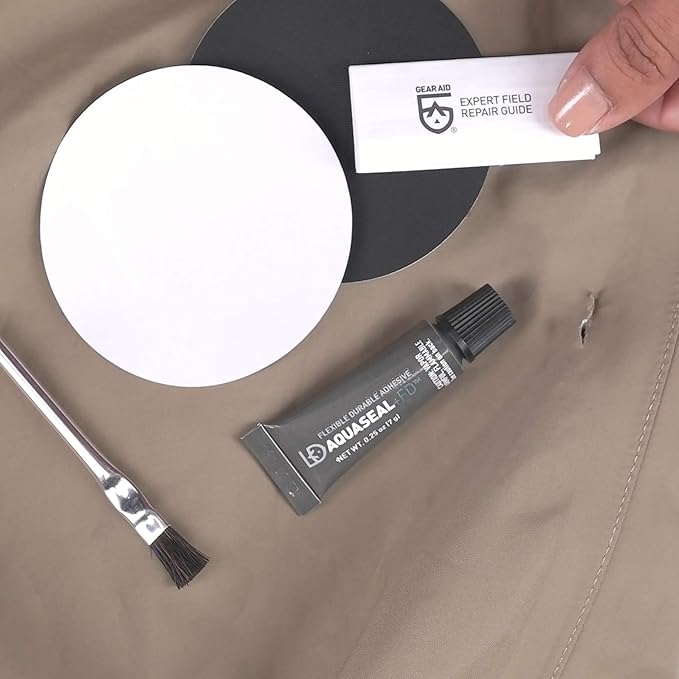 GEAR AID Aquaseal FD Wader & Boot Repair Kit – Waterproof 0.25oz Adhesive with 2 Tenacious Tape Hex Patches (2.5" x 2.8", Black and Clear) for Fixing Holes, Breathable Waders, Boots, and Outdoor Gear