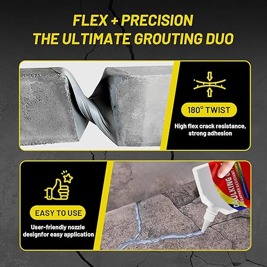 Concrete Crack Filler, Concrete Caulking Adhesive, Quick-Drying Sealant for Professionals, Heavy-Duty Crack Filler for Driveway, Caulking Glue Weather Resistant Type(3PCS)