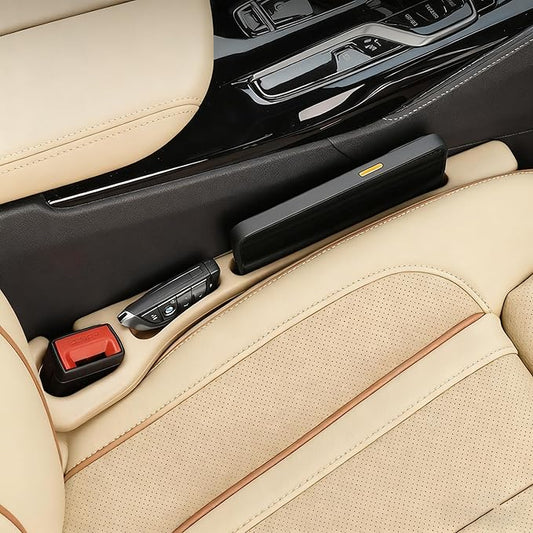 YLXGT Car Seat Gap Filler Organizer Universal for Car SUV Truck Accessories Seat Gap Plug Blocker with Storage Slot Beige 2 Pack