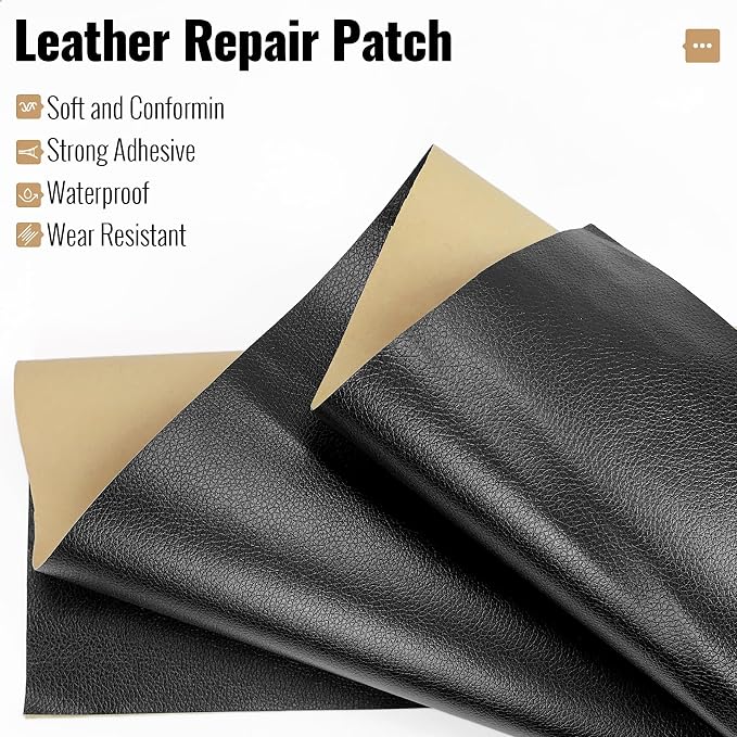 MOJOTORY Leather Repair Patch, Black, 4 x 60 Inches | Soft Touch Leather Repair Tape, Invisible Repair, Large Size, Vinyl Repair Patch for Furniture Couch Sofa Office Chair Seat