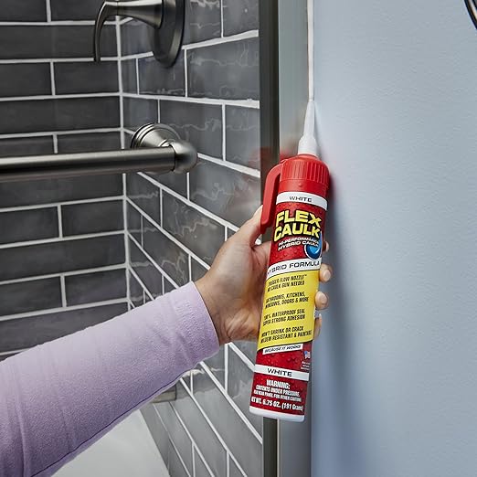 Flex Caulk, Waterproof & Weatherproof Hybrid Polymer Sealant, Strong, Paintable, Indoor, Outdoor, Bath, Shower, Sink, Window, Baseboards, Door, RV, Roof, Wood, Auto & Marine, White, 9 oz, 2-Pack