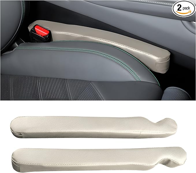 Mandark Car Seat Gap Filler, 2PCS Leather Vehicle Gap Stopper to Fill Between Seat and Console, Automotive Crevice Plug Blocker Accessories from Dropping, Universal for SUV, Sedan, Truck (White)