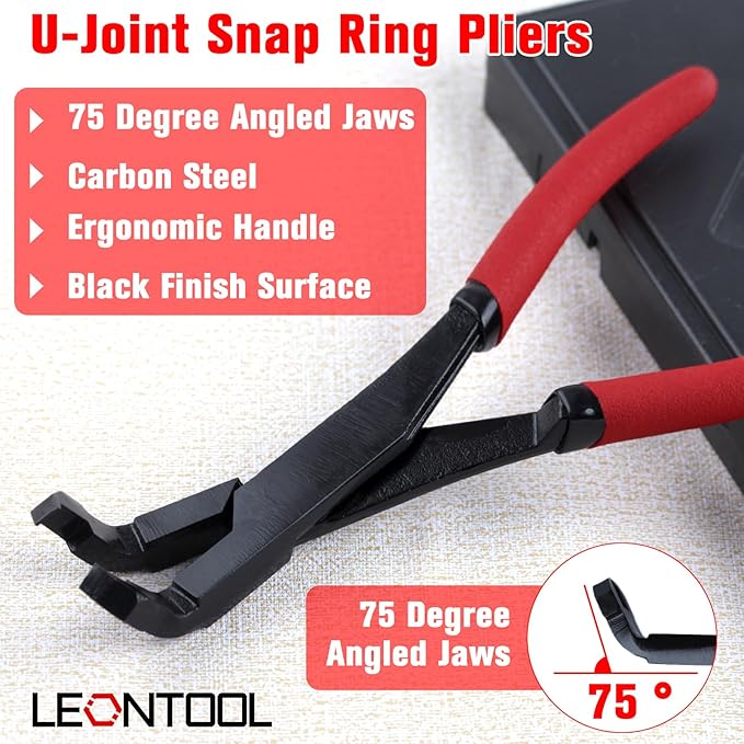 75 Degree Angled U-Joint Snap Ring Pliers Push Pin Removal Pliers for Automotive and Medium Duty Trucks, Cars, Equipment, and ATV/UTV, Push Pin Pliers for use with Class 1-5 Vehicles