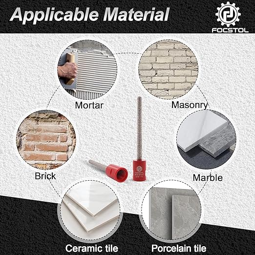 FOCSTOL Diamond Mortar Raking Bit - 5/16''x4''(8x100mm) Diamond Mortar Router for Mortar Raking Tuck Pointing Masonry Stone Brick Removal 5/8''-11 Thread