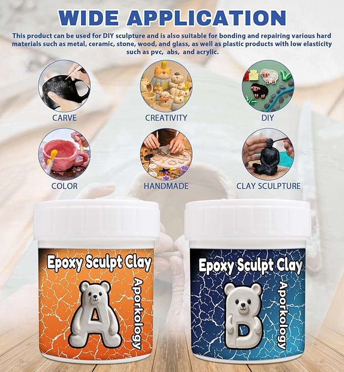 Epoxy Putty Sculpt Clay, 14.11oz/400g Fast Repair Epoxy Clay for Fixing Leaks, Cracks, Sculpting,High Strength 2 Part Epoxy Filler Putty for Bonding Metal, Tile, Concrete, Plastic (White)