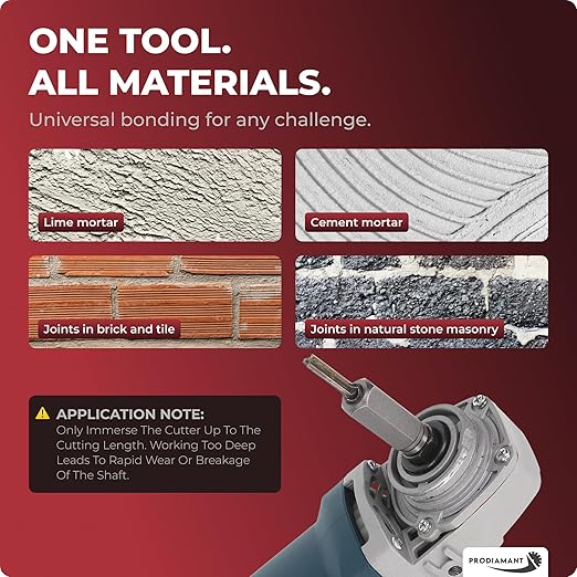PRODIAMANT® Mortar Rake [12MM / 1/2 INCH] - Raking Bit for M14 Angle Grinder with 5/8-11 Thread - Tuck Pointing Bit for Masonry, Brick, Concrete, Joint & Grout - Tungsten Carbide Cutter - Heavy Duty