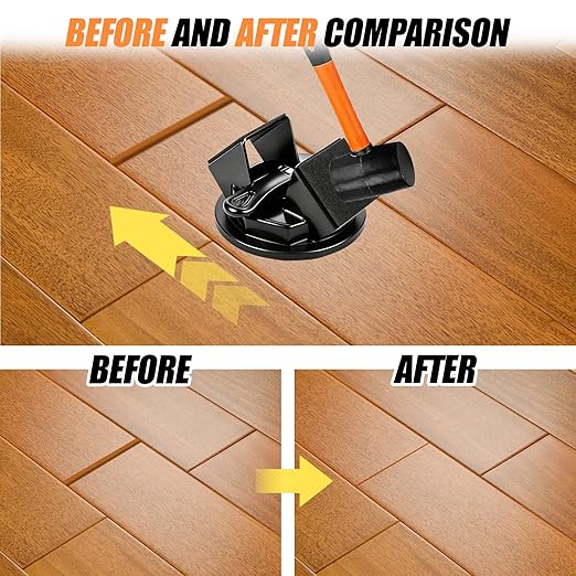 Heavy Duty Gap Fixer Tool for Laminate Flooring - Laminate Floor Gap Repair Tool with Heavy-Duty Floor Suction Cup and Rubber Hammer,for Laminate and Vinyl Flooring (Black Dual-Sided Striking)