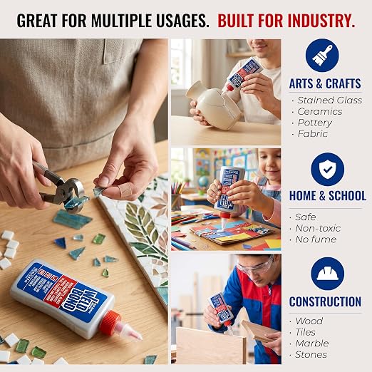 Weldbond Multi-Surface Strong Glue – Fast Drying Glue for Wood, Tile, Ceramic, Pottery, Glass & More – Heavy Duty Adhesive for Mosaic, Crafts, Wood Working & Repairs – 5.4oz (160ml), 1 Pack