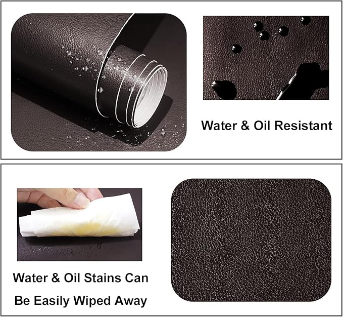 Leather Repair Patch, 17X158 Inch Self Adhesive Leather Repair, Large Vinyl Patch Tape for Couches, Furniture, Car Seats, Cabinets, Wall, Handbags （Dark Brown, 17X158 Inch）