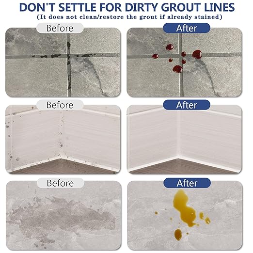 Meuvcol Grout Sealer,35 OZ Long LastingGrout Sealer for Shower, Floor, Kitchen - Waterproof Clear Grout Sealant for Stone, Bathroom, Marble