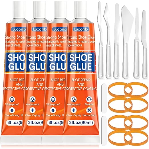 Lucomb Shoe Glue Heavy Duty- 360 ML Clear Shoe Sole Glue Repair Adhesive with Spreader Tools Set- Waterproof Super Strong Glue for Shoes Sole Repair Fixing Boots Sneakers Heels