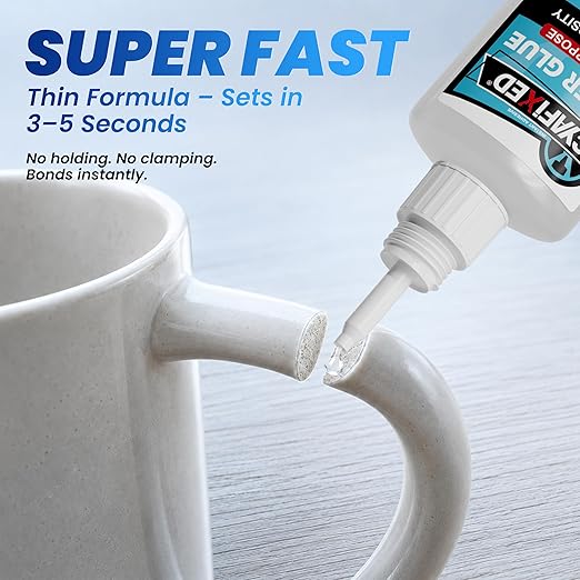 Super Fast Thin CA Glue, 60 Gram Super Glue with Anti-Clog Caps & Precision Microtips, Instant Cyanoacrylate Adhesive for Wood Shoe Ceramic Plastic 3D Prints Glass Model Crafts Fletching