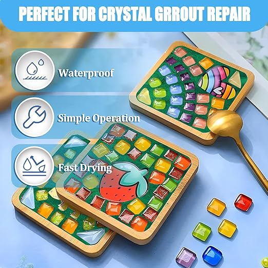 Mosaic Crystal Grout, Mosaics Tile Tools, Mosaic Tile Accessories – Essential for Handmade Grouting and Perfect for DIY Craft Projects (Green, 4.5oz)