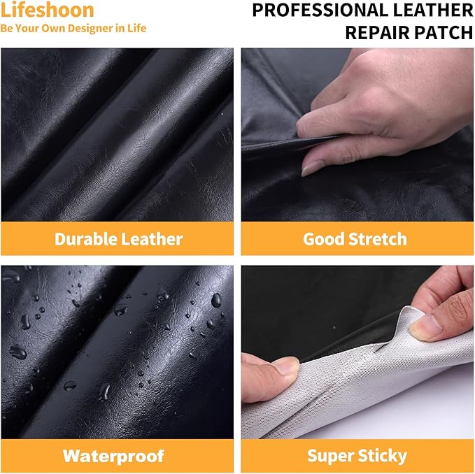 Leather Repair Patch, Self Adhesive Leather Repair, Large Leather Repair Tape for Couches, Furniture, Car Seats, Cabinets, Wall, Handbags（17X79 Inch, Coffee）