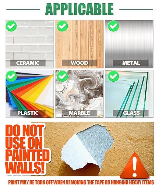 Double Sided Tape Heavy Duty, 240" L x 1"/0.5" W, Removable Waterproof Clear Nano Mounting Tape for Picture Hanging, Wall Decor, Rugs & Posters, Indoor Outdoor