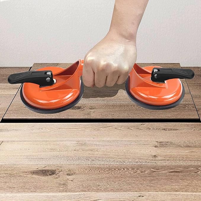 Floor Gap Fixer Tool for Laminate Floor Gap Repair Include Suction Cup and Mallet (Can't use on scraped surface floor)-Orange Kit