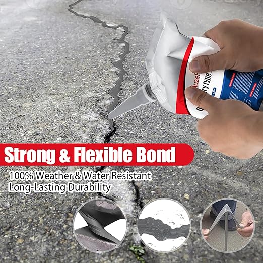 Concrete Crack Filler, Waterproof Cement Sealant, Flexible Caulking Glue, for Outdoor Driveway, Walkway, Patio, Wall and Foundation Cracks (4 Pack)