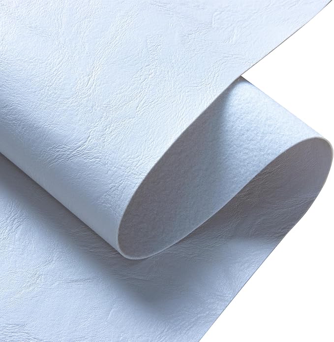 Faux Leather Fabric Sheet, 12 x 54 Inches, Texture Synthetic Material for DIY Crafts, Leather earings,Upholstery, Automotive, Sofa Projects Individual 1/3 Yard Cut (White, 1/3 Yard)