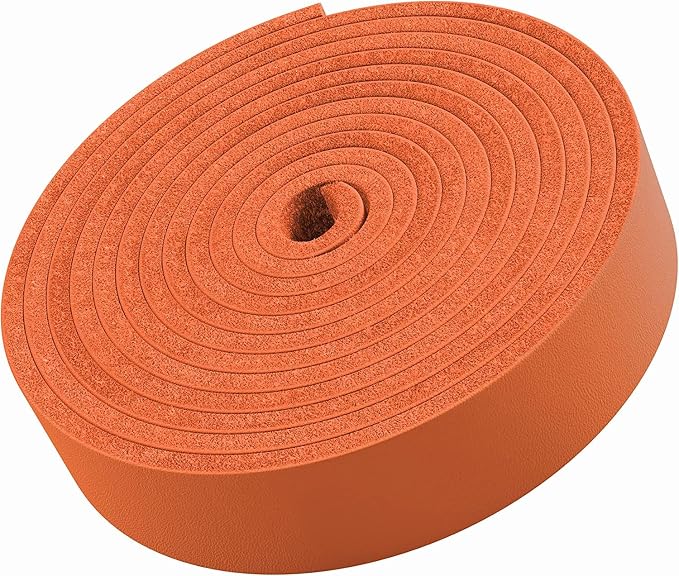 TOFL 3/8" Wide Flat Leather Cord – 72" (6 Feet) Long × 1/8" Thick (7-8oz) | Real Cowhide Leather Strips for Crafts | Orange
