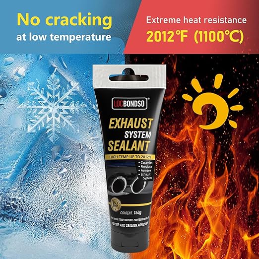 LOCBONDSO High Temp Exhaust Repair Kit, Muffler Repair Kit & Exhaust Sealant, Exhaust Leak Repair for Muffler, Tailpipe, Exhaust System, 5.3 oz.