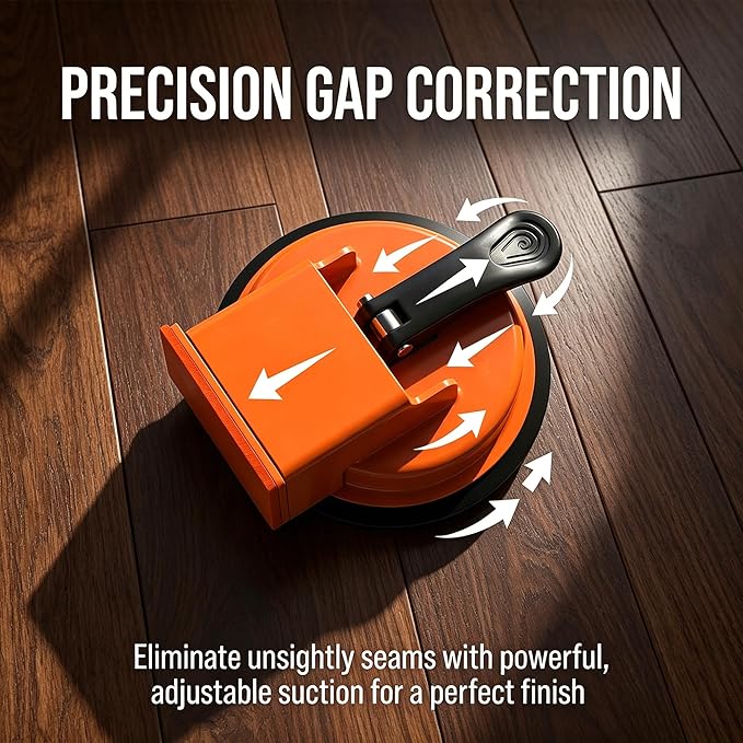 Floor Gap Fixer Tool Kit, Heavy Duty Suction Cup Floor Repair Tool for Laminate/Vinyl/Tiles, Includes 5 Adhesive Stickers, 3 Cushion Pads & 1 Seam Knife