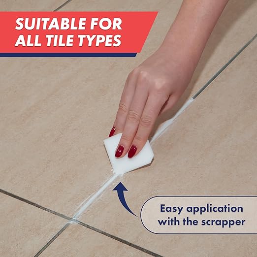 ZippySolve Tile Grout, Repair Kit, 2 Pack Grout Filler, Restore & Renew Tile Joints Line, Fast Drying Grout Paint Squeeze Tube for Bathroom Shower Kitchen Floor, Waterproof (17.6 oz, White)